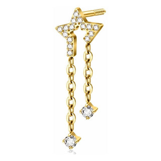 Titanium Top Star Outline With Double Chain Internally Threaded