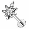 Titanium Labret Cannabis Leaf Internally Threaded