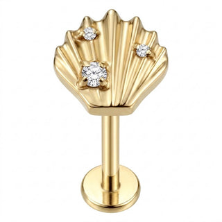 Titanium Labret Seashell Zirconias Internally Threaded