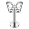 Titanium Labret Butterfly Zirconia Internally Threaded