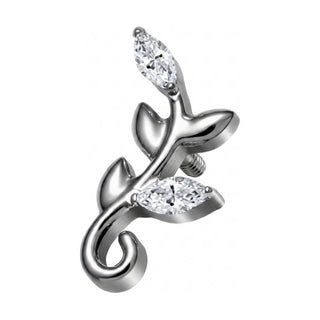 Titanium Top Curved Vine With Marquise Stones Internally Threaded