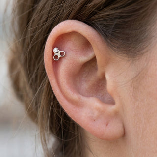 Titanium Top Honeycomb Hexagon With Stone Internally Threaded – getragen