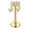 Titanium Labret Music Note Zirconia Internally Threaded