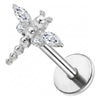 Titanium Labret Dragonfly Marquise Zirconia Internally Threaded