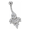 Titanium Belly Button Piercing Cascading Teardrop Stones Internally Threaded