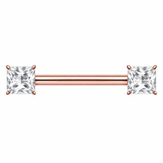 Titanium Nipple Piercing Square Cut Zirconia Internally Threaded