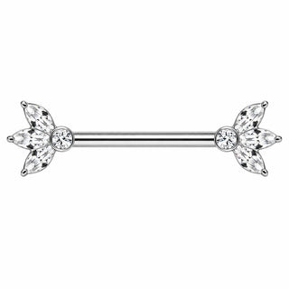 Titanium Nipple Piercing Marquise Petal Fan Internally Threaded
