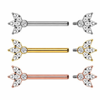 Titanium Nipple Piercing Marquise Petal Fan Internally Threaded