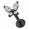 Labret Butterfly With Clear Stones Internally Threaded
