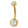 Belly Button Piercing Double Round Stone