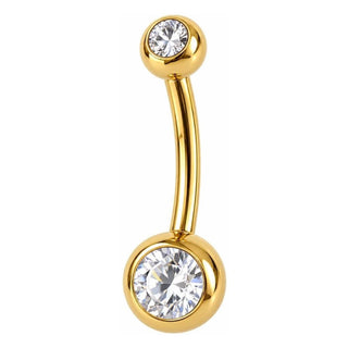 Belly Button Piercing Double Round Stone