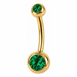 Belly Button Piercing Double Round Stone