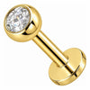 Silver 925 Labret Round Bezel Set Stone 3 mm Internally Threaded