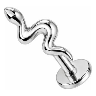 Silver 925 Labret Winding Snake Silhouette Internally Threaded