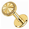 Silver 925 Labret Sunburst Beaded Circle Internally Threaded