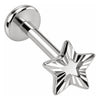 Silver 925 Labret Five Pointed Star Internally Threaded