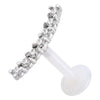 Titanium Labret Curved Line With Stones Internally Threaded