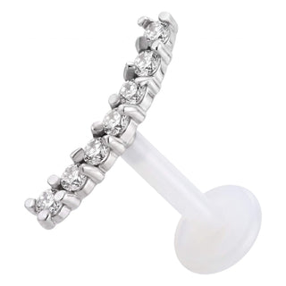 Titanium Labret Curved Line With Stones Internally Threaded