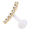 Titanium Labret Curved Line With Stones Internally Threaded
