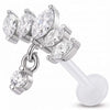 Titanium Labret Marquise Stone Fan Dangle Internally Threaded