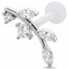 Titanium Labret Curved Vine With Stones Internally Threaded
