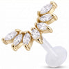 Titanium Labret Curved Marquise Stone Cluster Internally Threaded