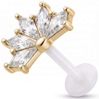 Titanium Labret Five Stone Fan Internally Threaded