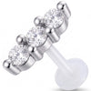Titanium Labret Three Stones In A Row Internally Threaded