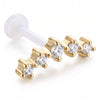 Titanium Labret Curved Five Stone Arc Internally Threaded