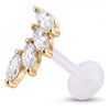 Titanium Labret Four Marquise Stone Curve Internally Threaded