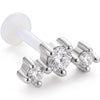 Titanium Labret Three Stone Cluster Internally Threaded