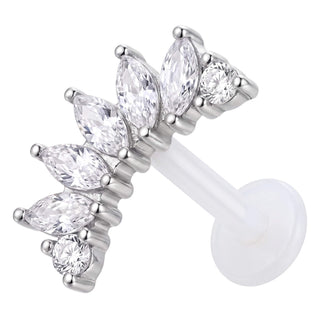 Titanium Labret Curved Marquise Stone Cluster Internally Threaded