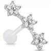 Titanium Labret Three Flower Curve With Stones Internally Threaded