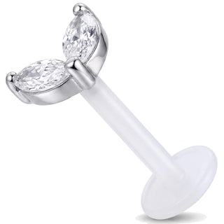 Titanium Labret Double Marquise Stones Internally Threaded