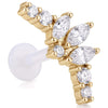 Titanium Labret Curved Marquise Stone Cluster Internally Threaded