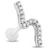 Titanium Labret Wavy Line with Stones Internally Threaded