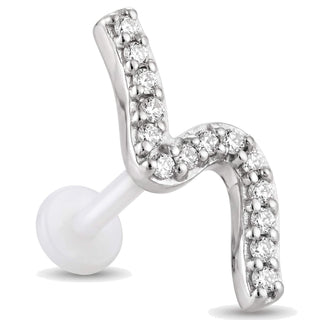 Titanium Labret Wavy Line with Stones Internally Threaded