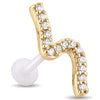 Titanium Labret Wavy Line with Stones Internally Threaded