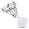 Titanium Labret Three Stone Cluster Internally Threaded