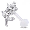 Titanium Labret Flower And Leaves Internally Threaded