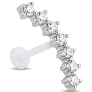 Titanium Labret Curved Seven Stone Arc Internally Threaded