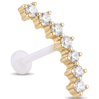 Titanium Labret Curved Seven Stone Arc Internally Threaded