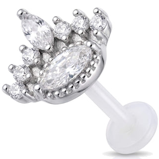 Titanium Labret Royal Tiara Stone Cluster Internally Threaded