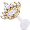 Titanium Labret Royal Tiara Stone Cluster Internally Threaded