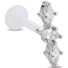 Titanium Labret Triple Marquise Stone Cluster Internally Threaded