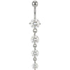 Belly Button Piercing Four Cascading Stones Drop Internally Threaded