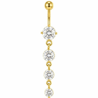 Belly Button Piercing Four Cascading Stones Drop Internally Threaded