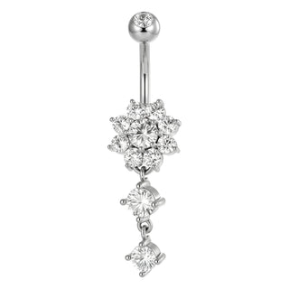 Belly Button Piercing Floral Cascade With Stones Internally Threaded
