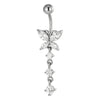 Belly Button Piercing Butterfly With Dangle Stones Internally Threaded