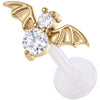 Titanium Labret Bat With Clear Stones Internally Threaded
